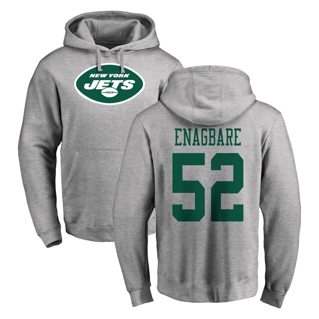 CAdoa NY.Jets #52 Kingsley Enagbare Player Gray LOGO Pullover Hoodies Limited Game Stitched Jerseys