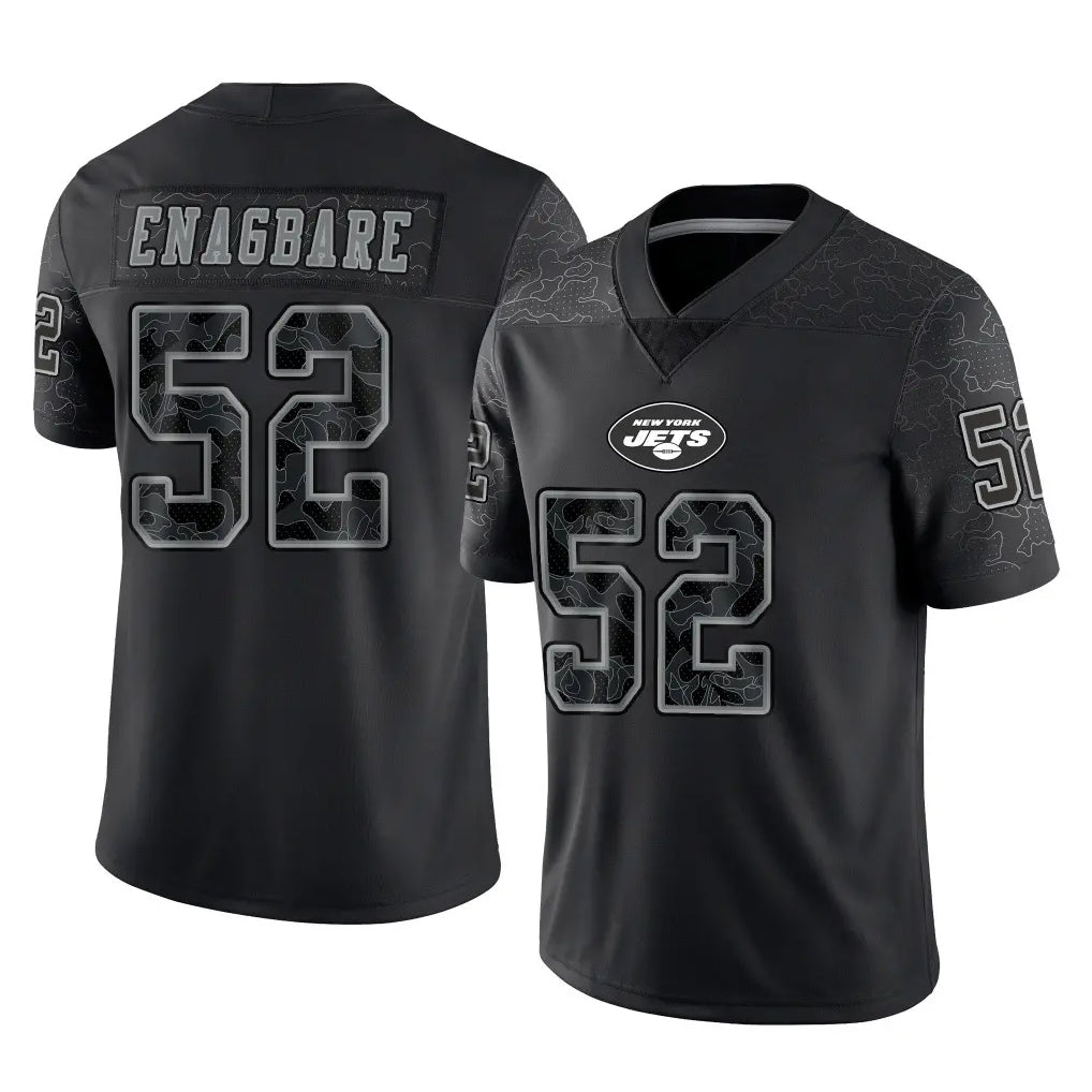 CAdoa NY.Jets #52 Kingsley Enagbare Player Stealth Black Limited Reflective Home Game Stitched Jerseys
