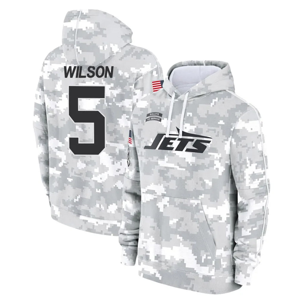 CAdoa NY.Jets #5 Garrett Wilson Player Arctic Camo Salute to Service Pullover Hoodies Limited Game Stitched Jerseys