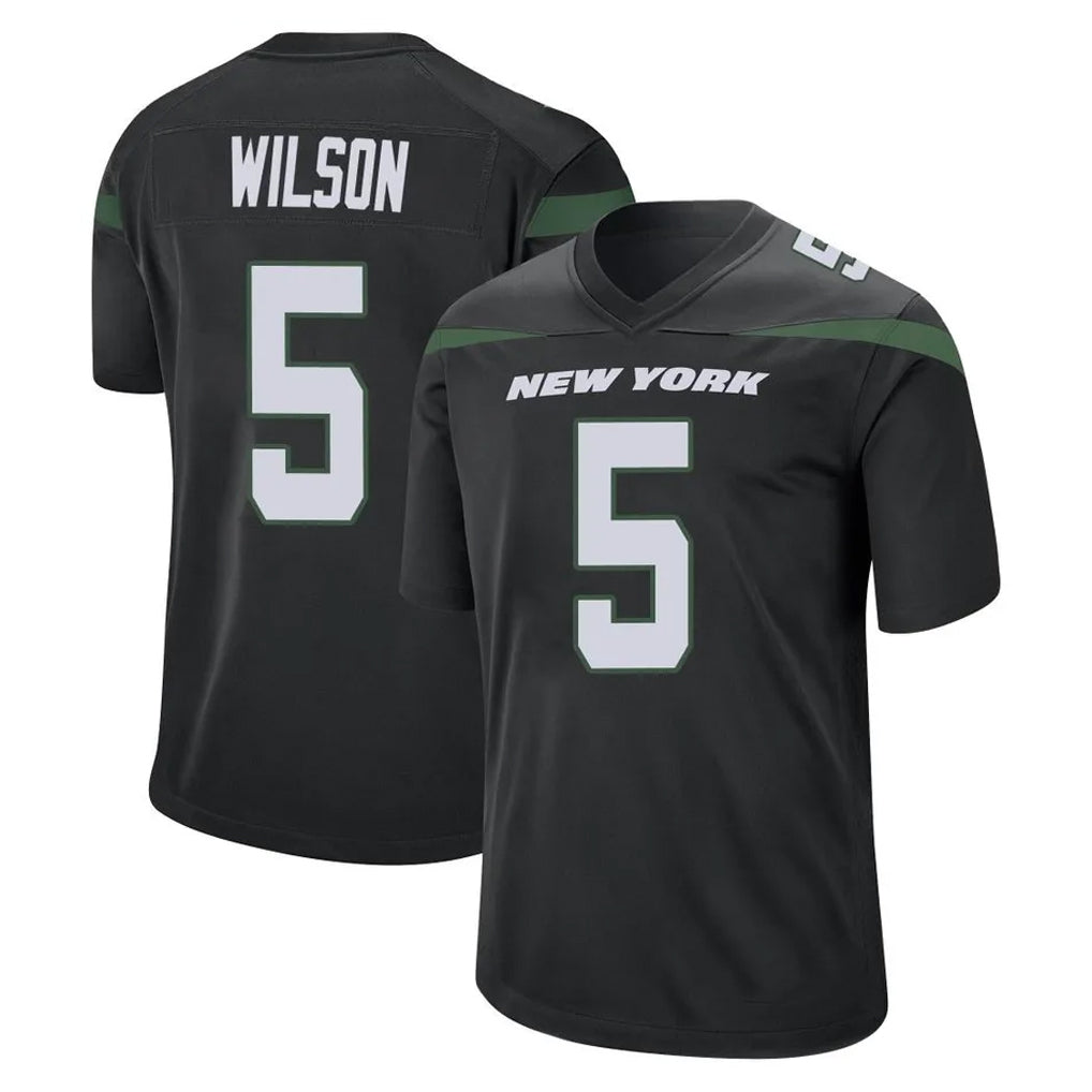 CAdoa NY.Jets #5 Garrett Wilson Player Stealth Black Home Game Stitched Jerseys