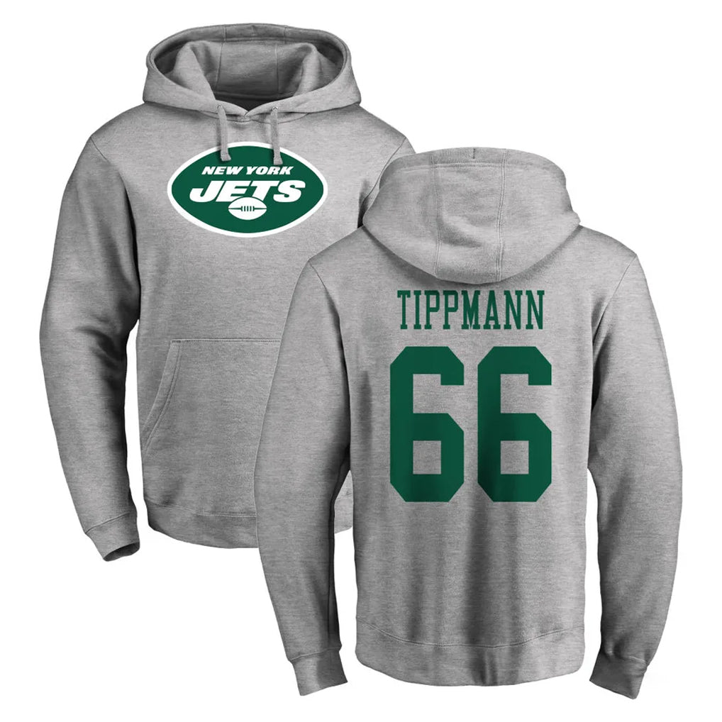 CAdoa NY.Jets #66 Joe Tippmann Player Gray LOGO Pullover Hoodies Limited Game Stitched Jerseys