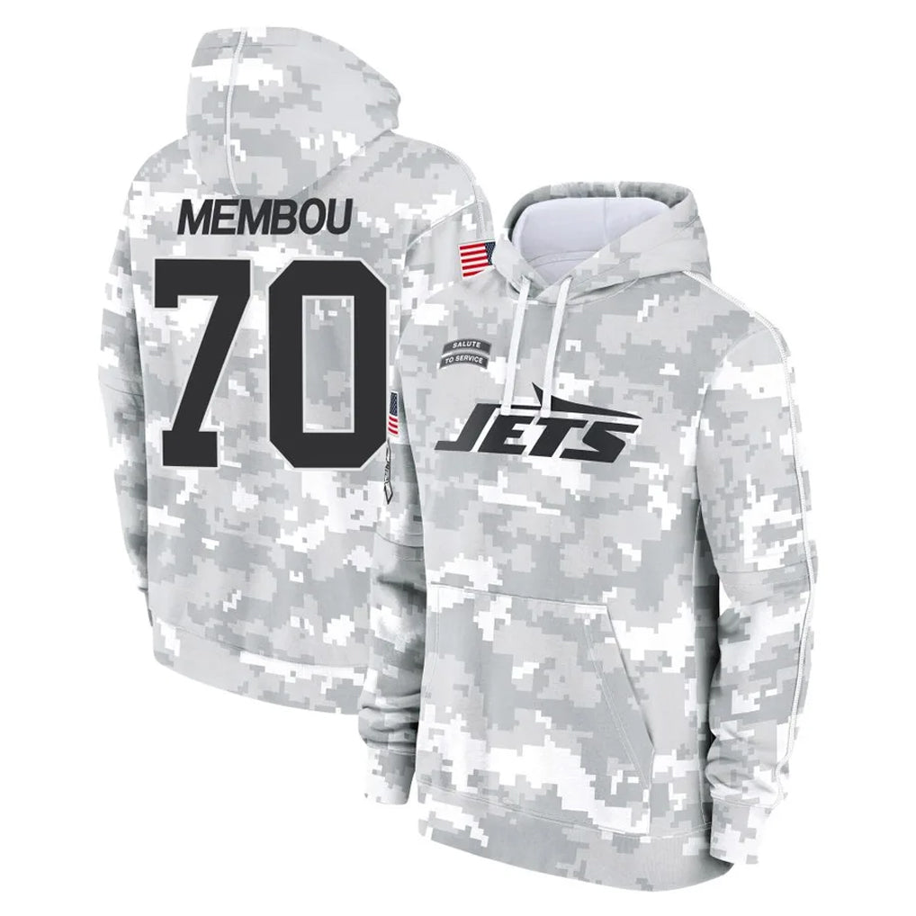 CAdoa NY.Jets #70 Armand Membou Player Arctic Camo Salute to Service Pullover Hoodies Limited Game Stitched Jerseys