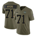CAdoa NY.Jets #71 Josh Myers Player Olive 2025 Salute To Service Limited Stitched Jerseys