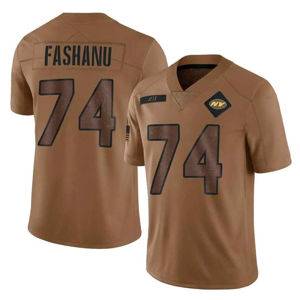 CAdoa NY.Jets #74 Olu Fashanu Player Brown Salute To Service Limited Stitched Jerseys
