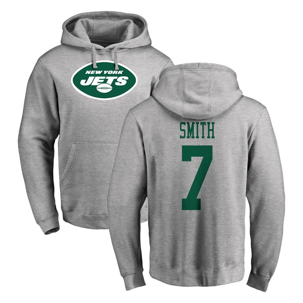 CAdoa NY.Jets #7 Geno Smith Player Gray LOGO Pullover Hoodies Limited Game Stitched Jerseys