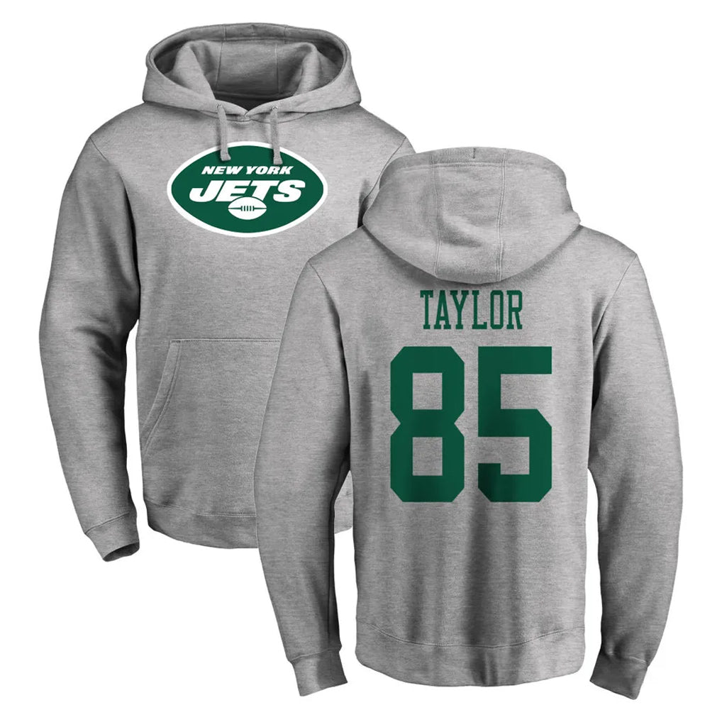 CAdoa NY.Jets #85 Mason Taylor Player Gray LOGO Pullover Hoodies Limited Game Stitched Jerseys