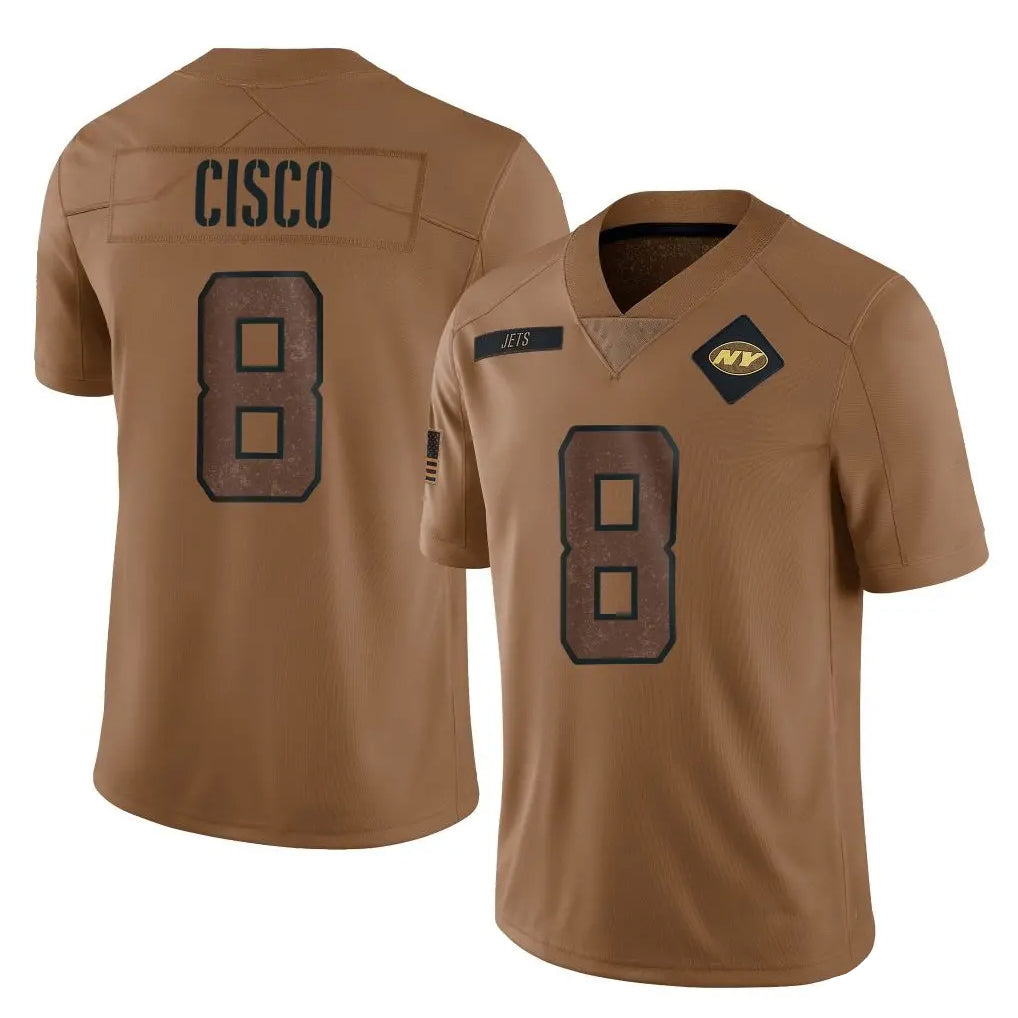 CAdoa NY.Jets #8 Andre Cisco Player Brown Salute To Service Limited Stitched Jerseys