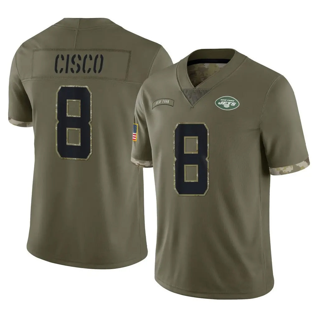 CAdoa NY.Jets #8 Andre Cisco Player Olive Salute To Service Limited Stitched Jerseys