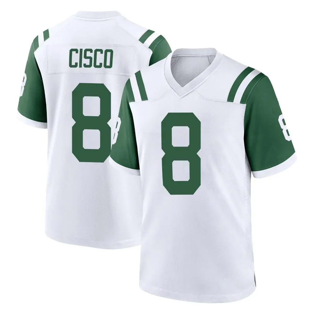 CAdoa NY.Jets #8 Andre Cisco Player White Classic Home Game Stitched Jerseys