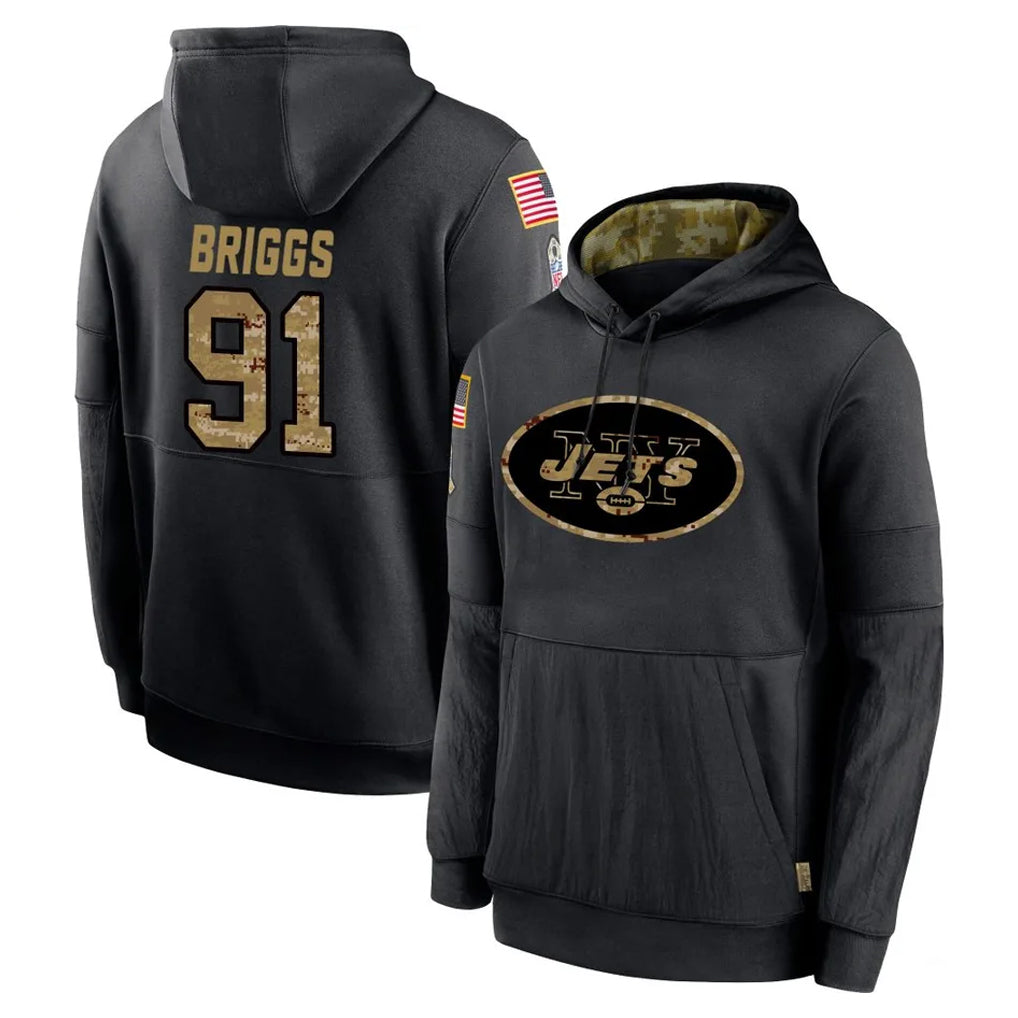 CAdoa NY.Jets #91 Jowon Briggs Player Black Salute to Service Hoodies Limited Game Stitched Jerseys