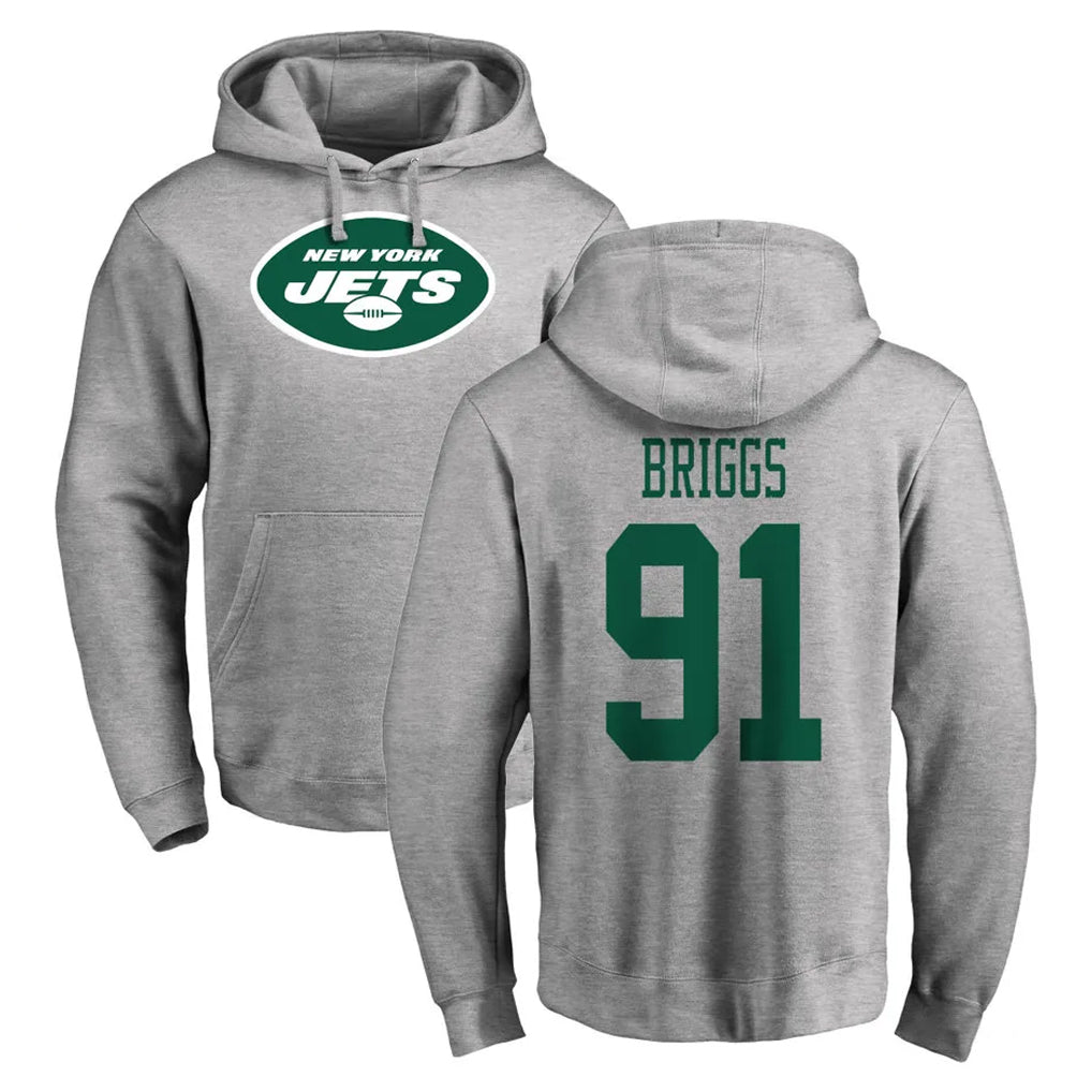 CAdoa NY.Jets #91 Jowon Briggs Player Gray LOGO Pullover Hoodies Limited Game Stitched Jerseys