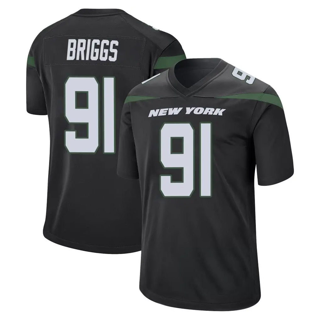 CAdoa NY.Jets #91 Jowon Briggs Player Stealth Black Home Game Stitched Jerseys