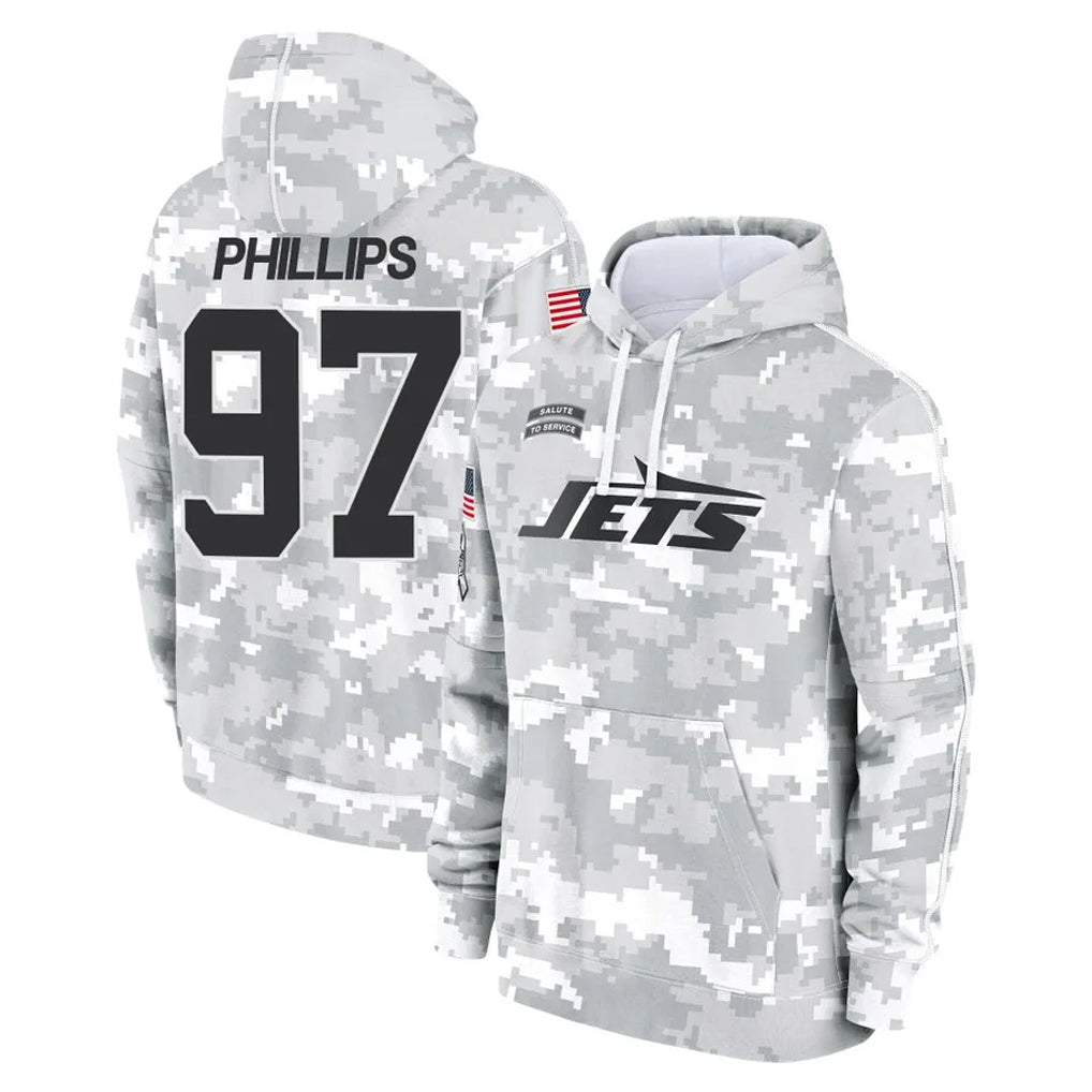 CAdoa NY.Jets #97 Harrison Phillips Player Arctic Camo Salute to Service Pullover Hoodies Limited Game Stitched Jerseys