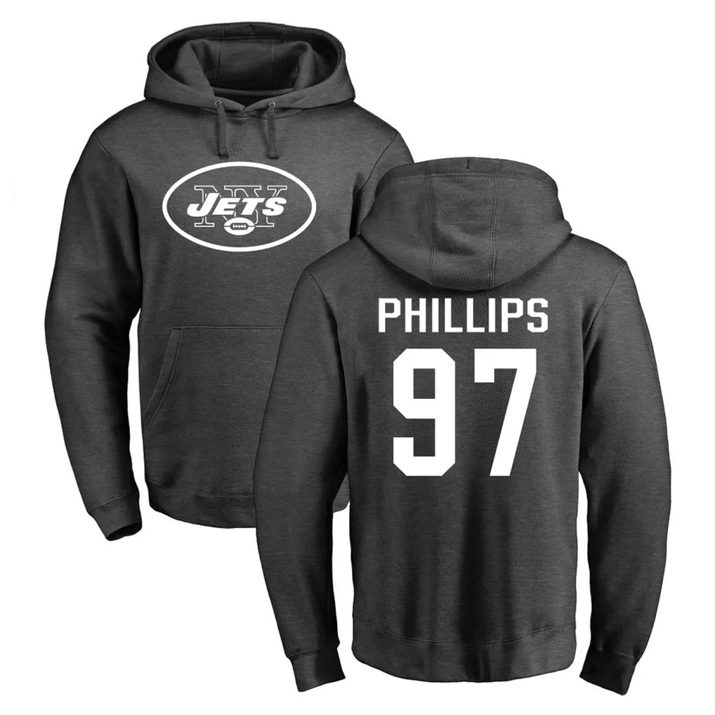 CAdoa NY.Jets #97 Harrison Phillips Player Gray Pullover Hoodies Limited Game Stitched Jerseys