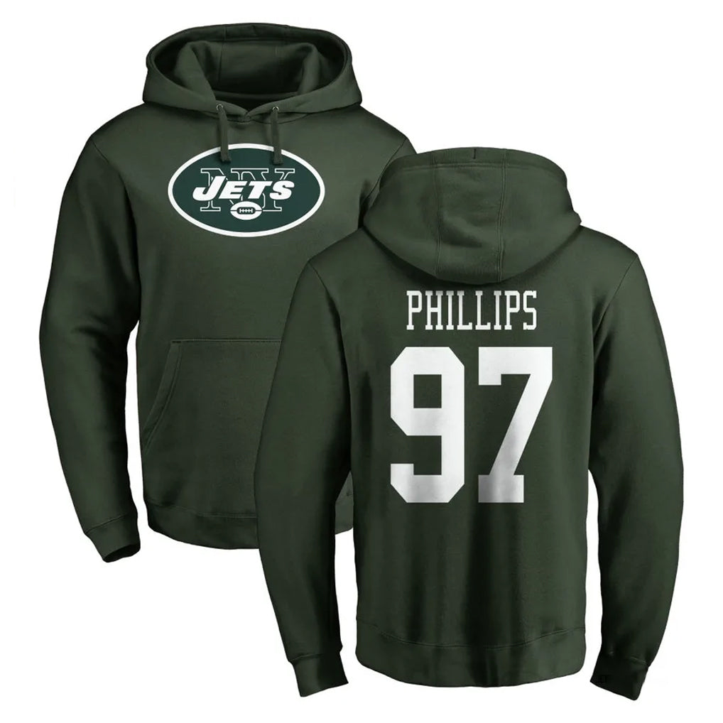 CAdoa NY.Jets #97 Harrison Phillips Player Green LOGO Pullover Hoodies Limited Game Stitched Jerseys