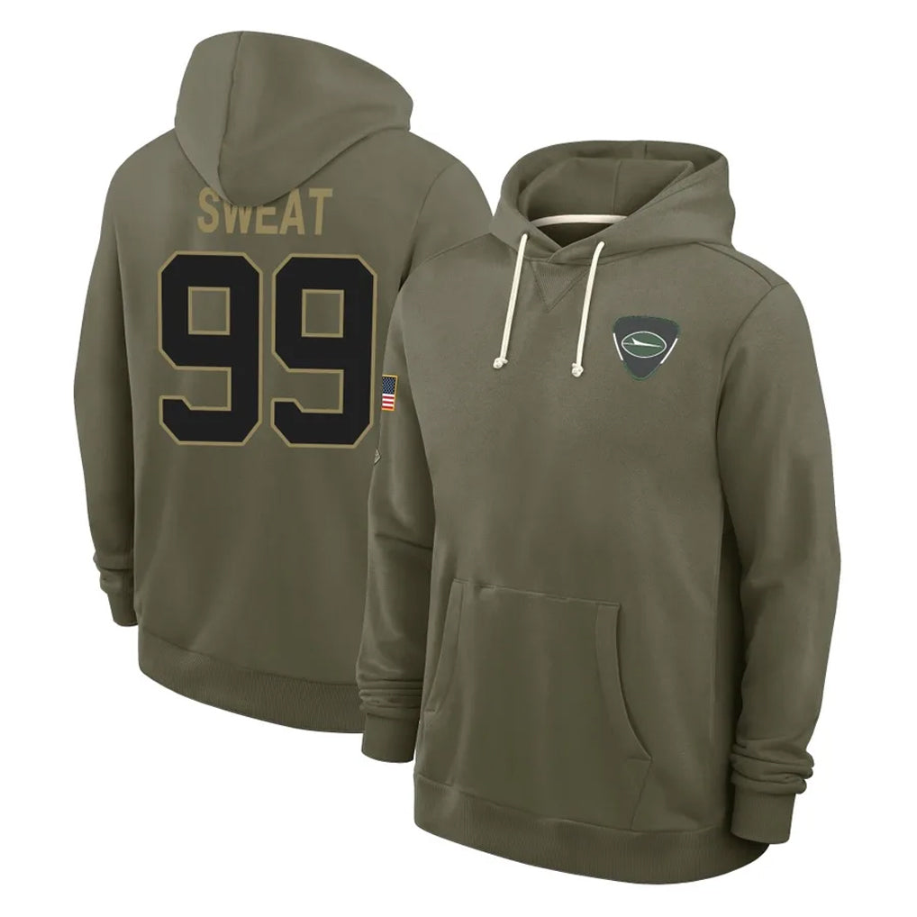 CAdoa NY.Jets #99 T'Vondre Sweat Player Olive Salute to Service Pullover Hoodies Limited Stitched Jerseys