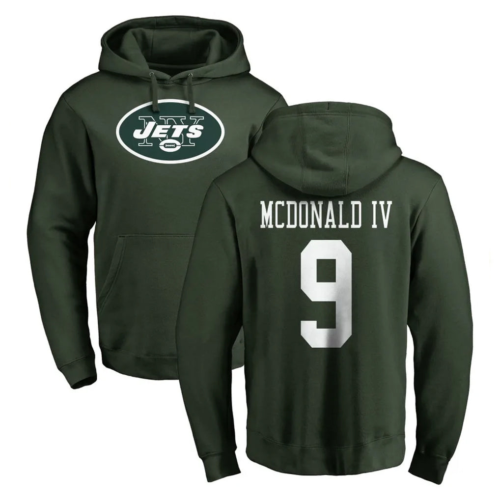 CAdoa NY.Jets #9 Will McDonald IV Player Green LOGO Pullover Hoodies Limited Game Stitched Jerseys