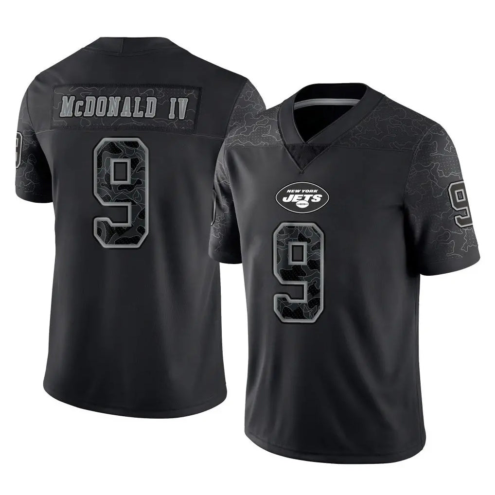 CAdoa NY.Jets #9 Will McDonald IV Player Stealth Black Limited Reflective Home Game Stitched Jerseys