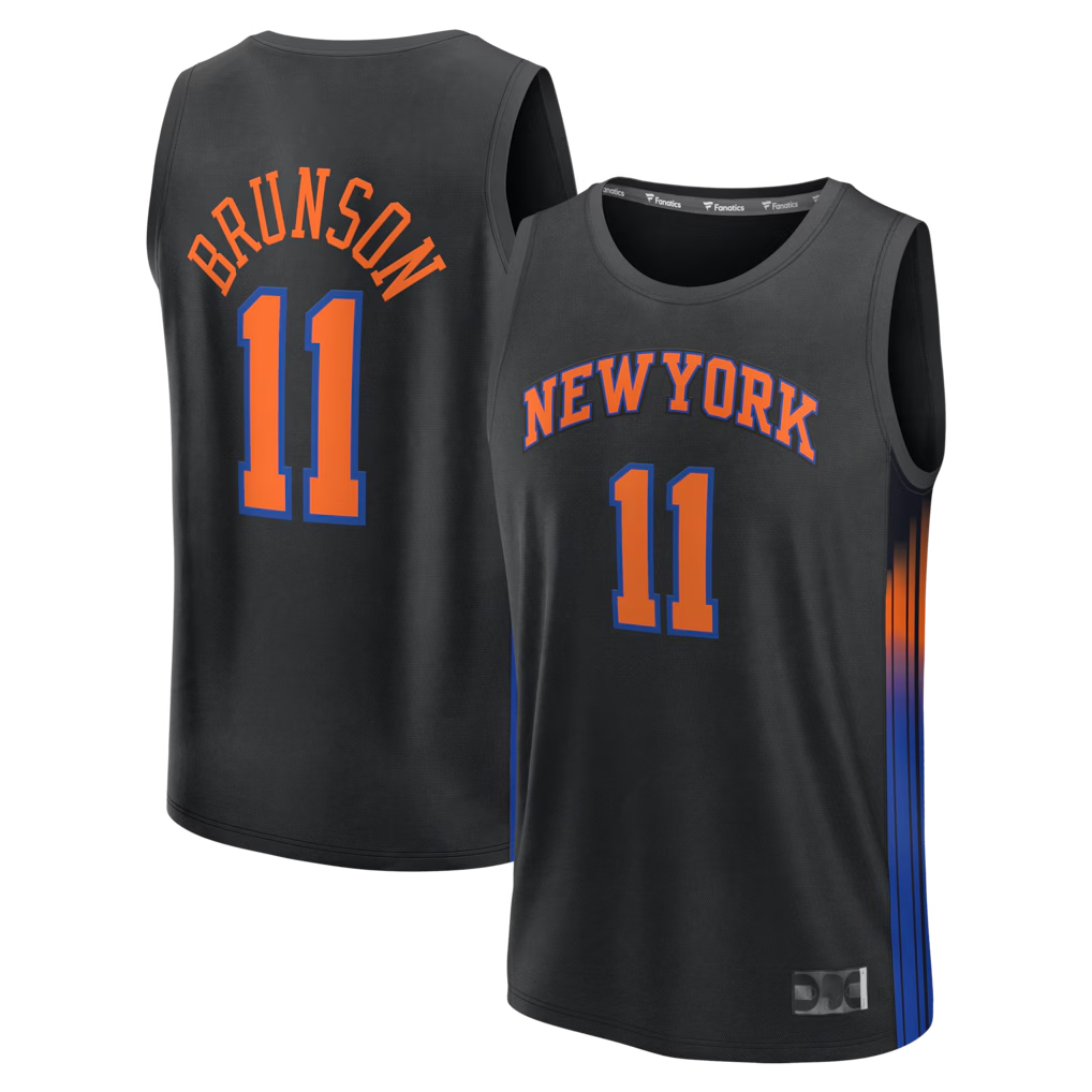 CAdoa NY.Knicks #11 Jalen Brunson  Black Fast Break Jerseys - Statement Edition