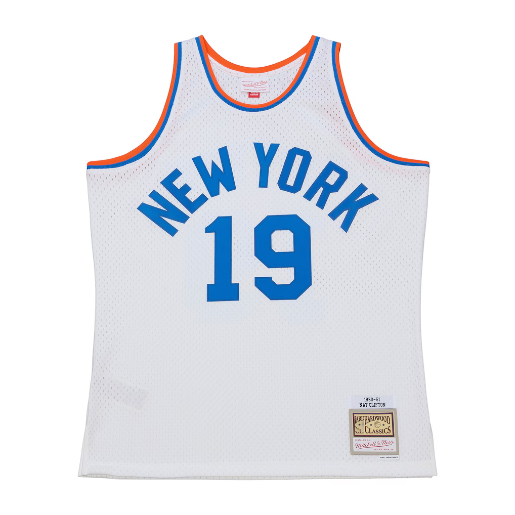 CAdoa NY.Knicks #19 Nathaniel Clifton Mitchell & Ness White 1950-51 Pioneers Swingman Jerseys