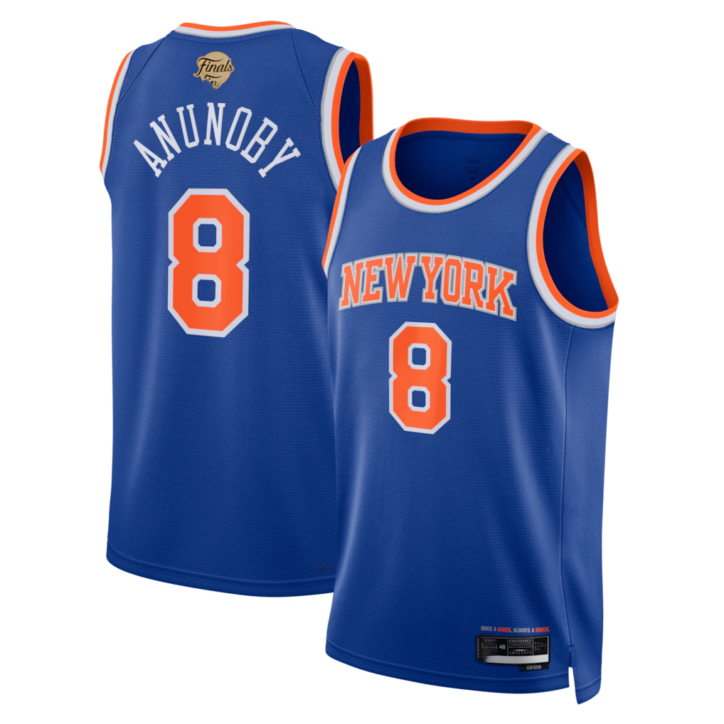 CAdoa NY.Knicks #8 OG Anunoby Blue 2026  Finals Patch Swingman Jerseys - Icon Edition