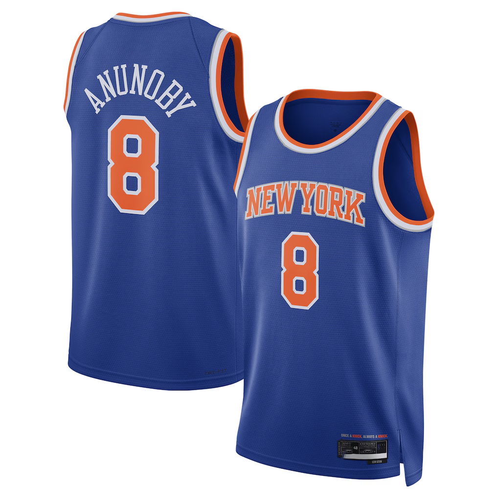 CAdoa NY.Knicks #8 OG Anunoby Blue Swingman Jerseys - Icon Edition