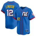 CAdoa NY.Mets #12 Francisco Lindor Player Blue All-Star Edition Limited Stitched Jerseys