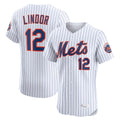 CAdoa NY.Mets #12 Francisco Lindor Player White Home Limited Elite Stitched Jerseys