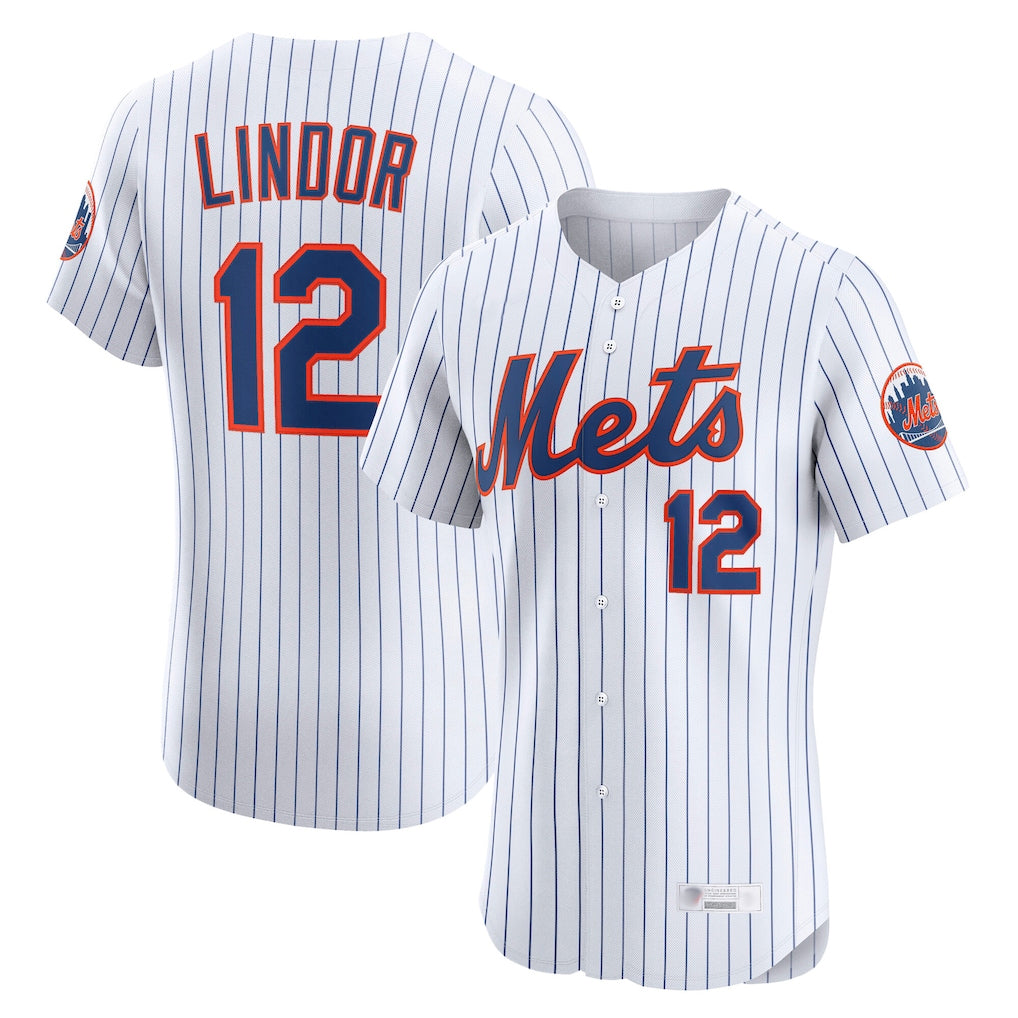 CAdoa NY.Mets #12 Francisco Lindor Player White Home Limited Elite Stitched Jerseys