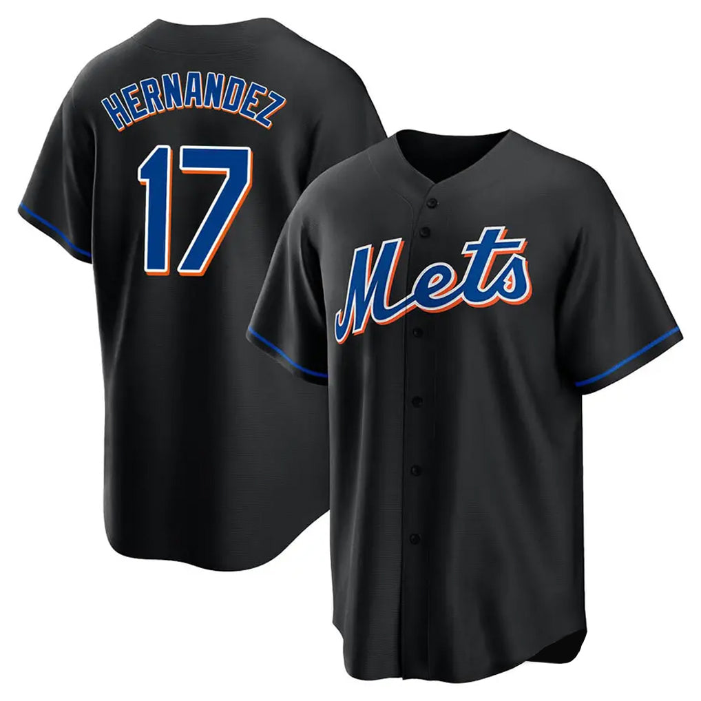 CAdoa NY.Mets #17 Keith Hernandez Player Black Replica Home Game Stitched Jerseys