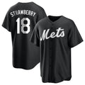CAdoa NY.Mets #18 Darryl Strawberry Player Black Home Game Stitched Jerseys