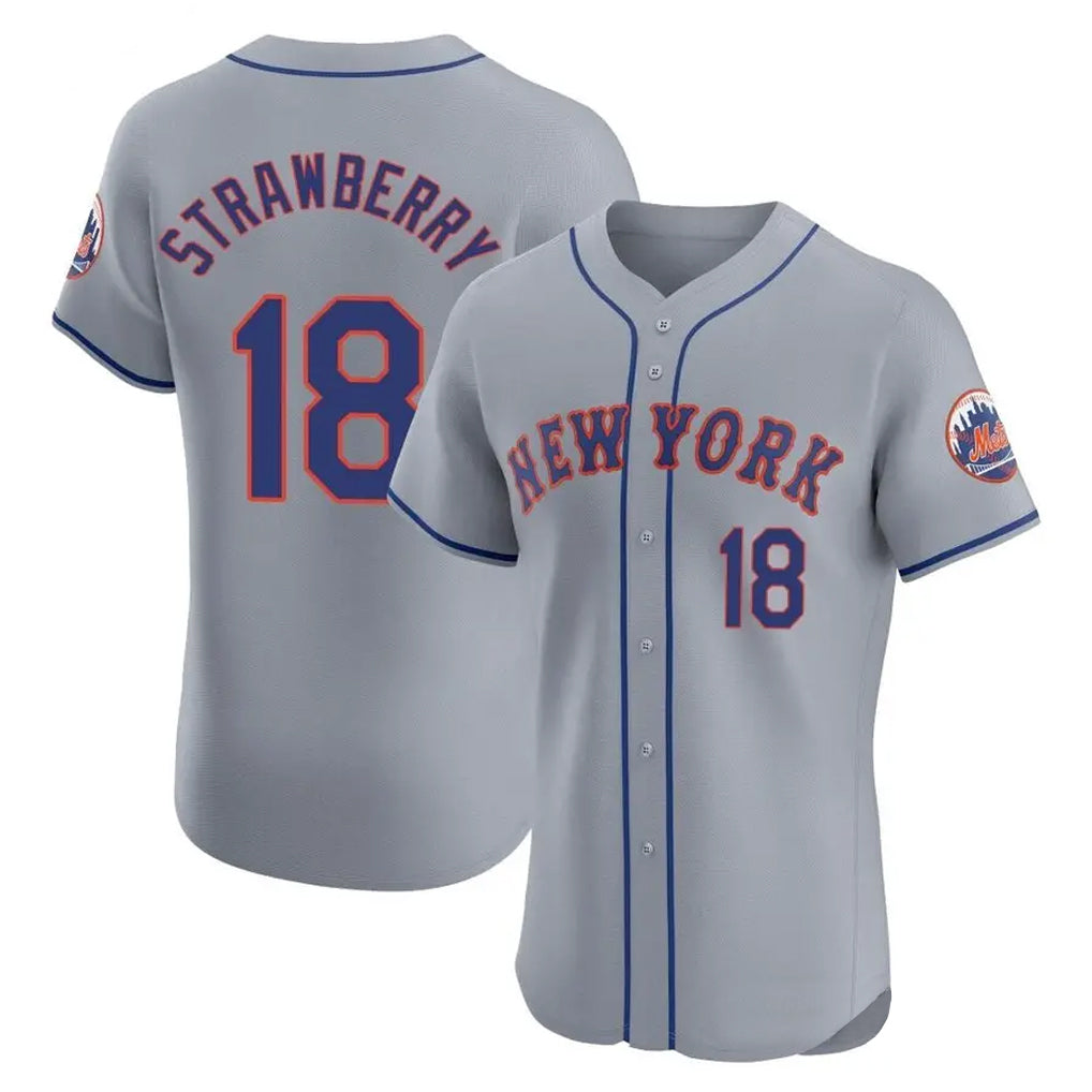 CAdoa NY.Mets #18 Darryl Strawberry Player Gray Road Limited Elite Home Stitched Jerseys