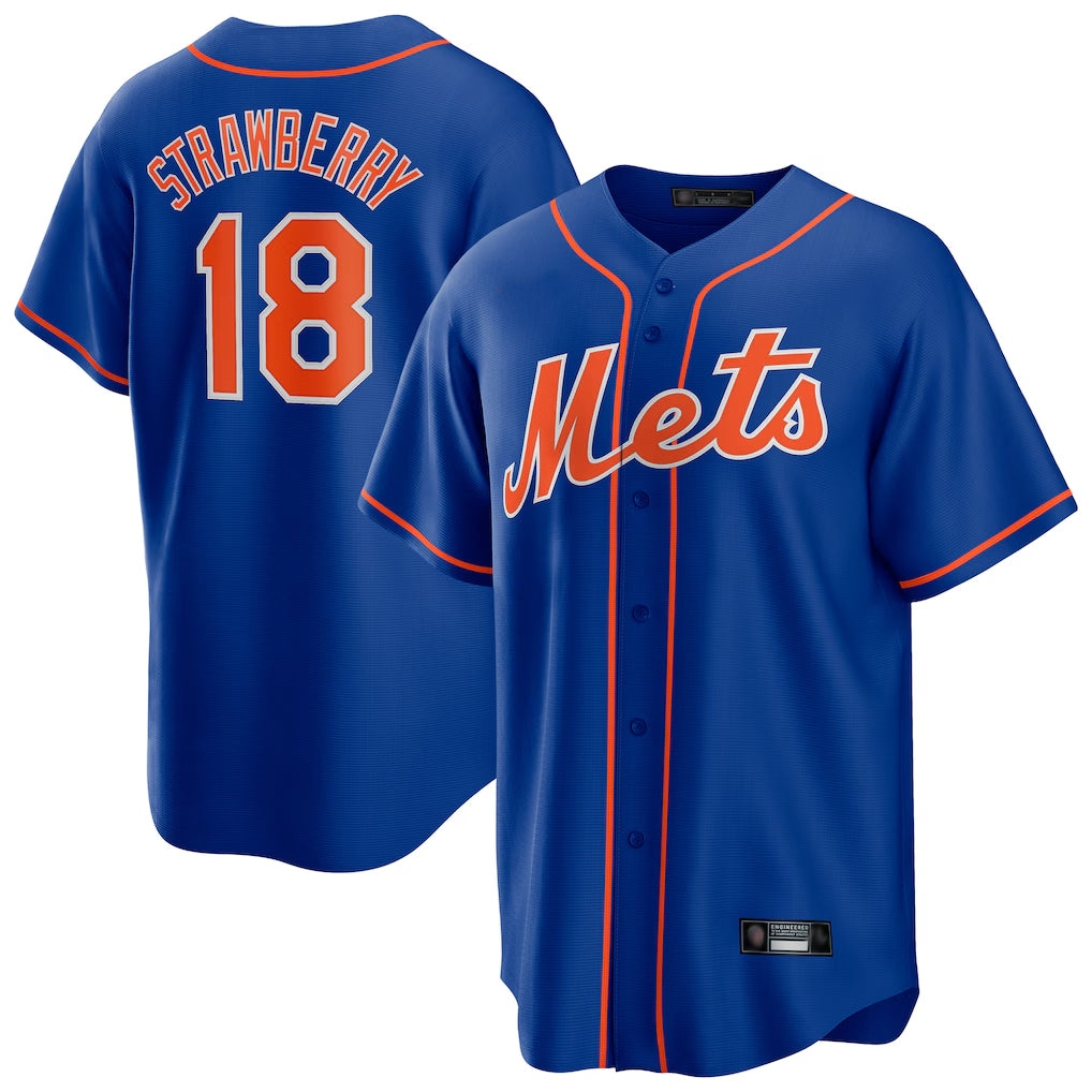 CAdoa NY.Mets #18 Darryl Strawberry Player Royal Home Game Stitched Jerseys