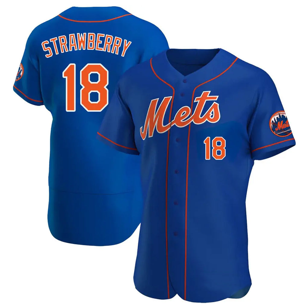 CAdoa NY.Mets #18 Darryl Strawberry Player Royal Limited Elite Home Stitched Jerseys