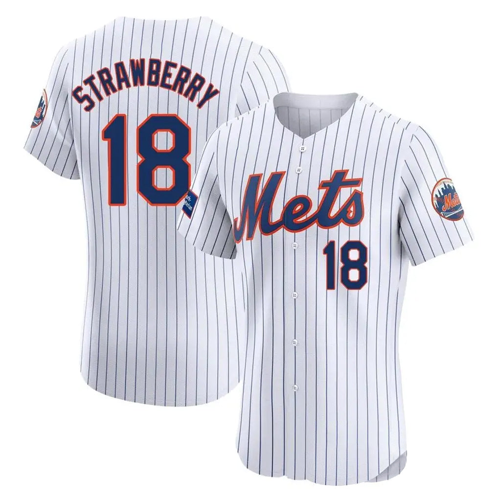CAdoa NY.Mets #18 Darryl Strawberry Player White Home Limited Elite Stitched Jerseys