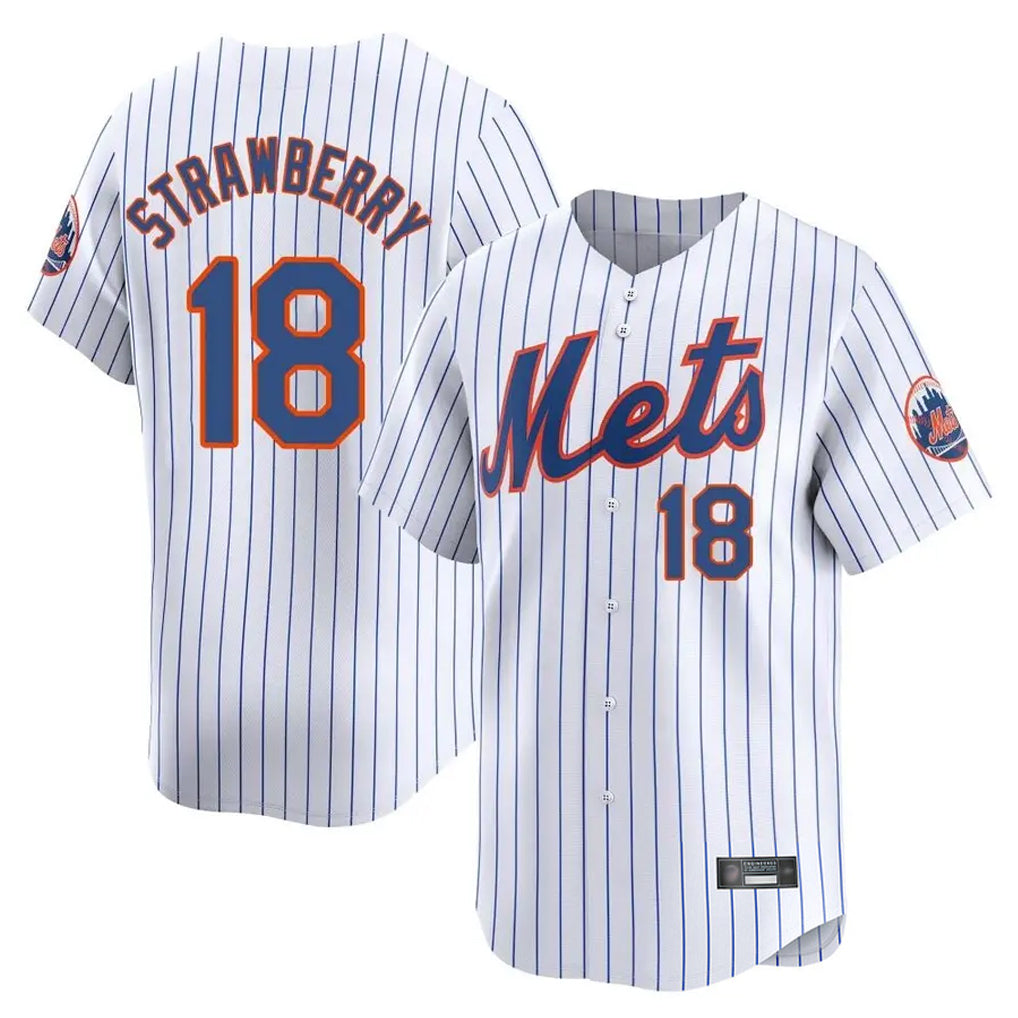 CAdoa NY.Mets #18 Darryl Strawberry Player White Home Limited Stitched Jerseys