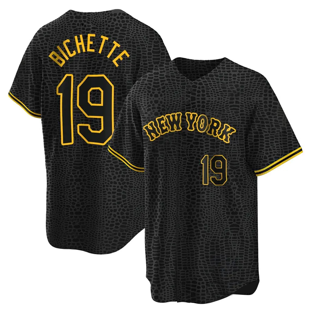 CAdoa NY.Mets #19 Bo Bichette Player Black Snake Skin City Home Game Stitched Jerseys