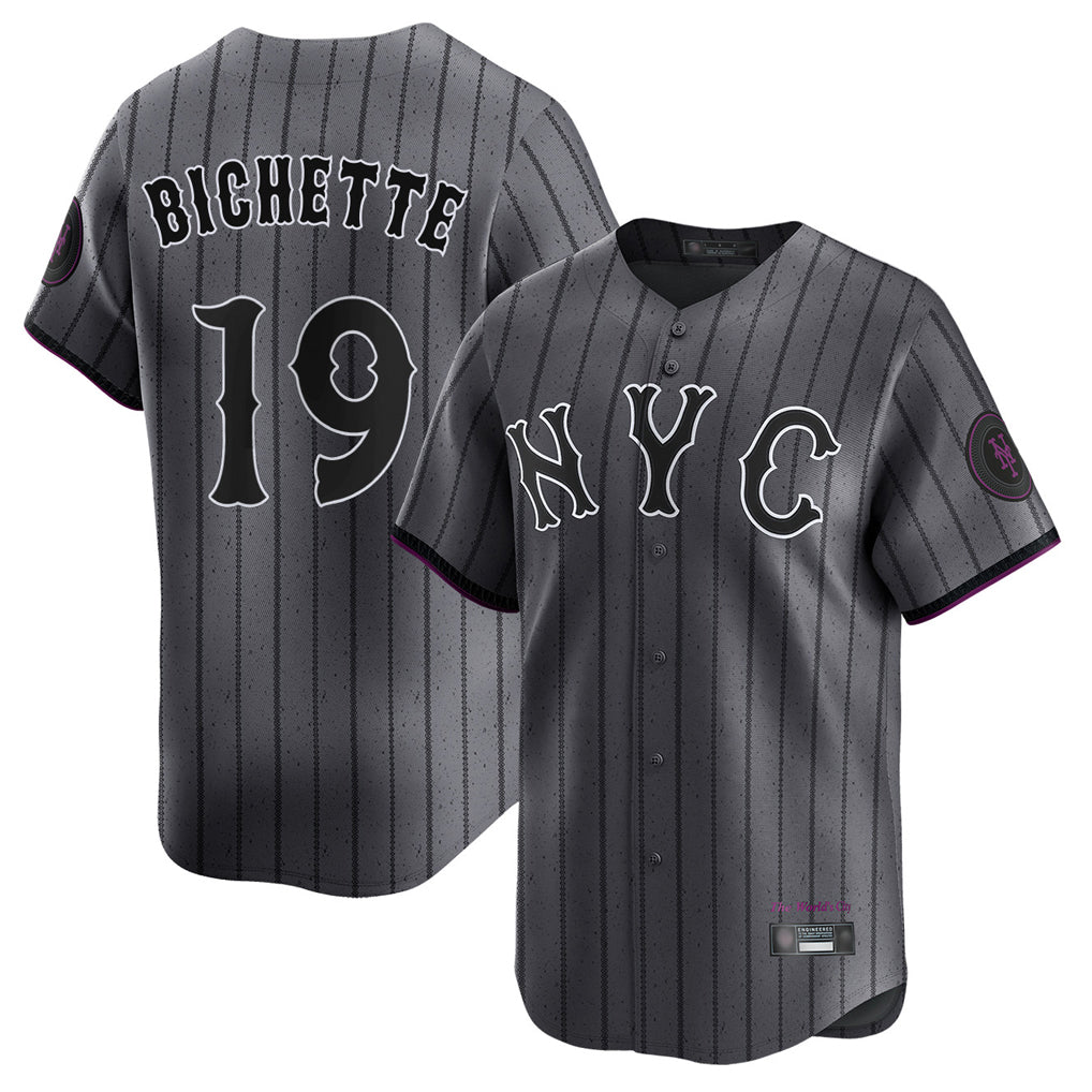 CAdoa NY.Mets #19 Bo Bichette Player Gray City Connect Limited Stitched Jerseys
