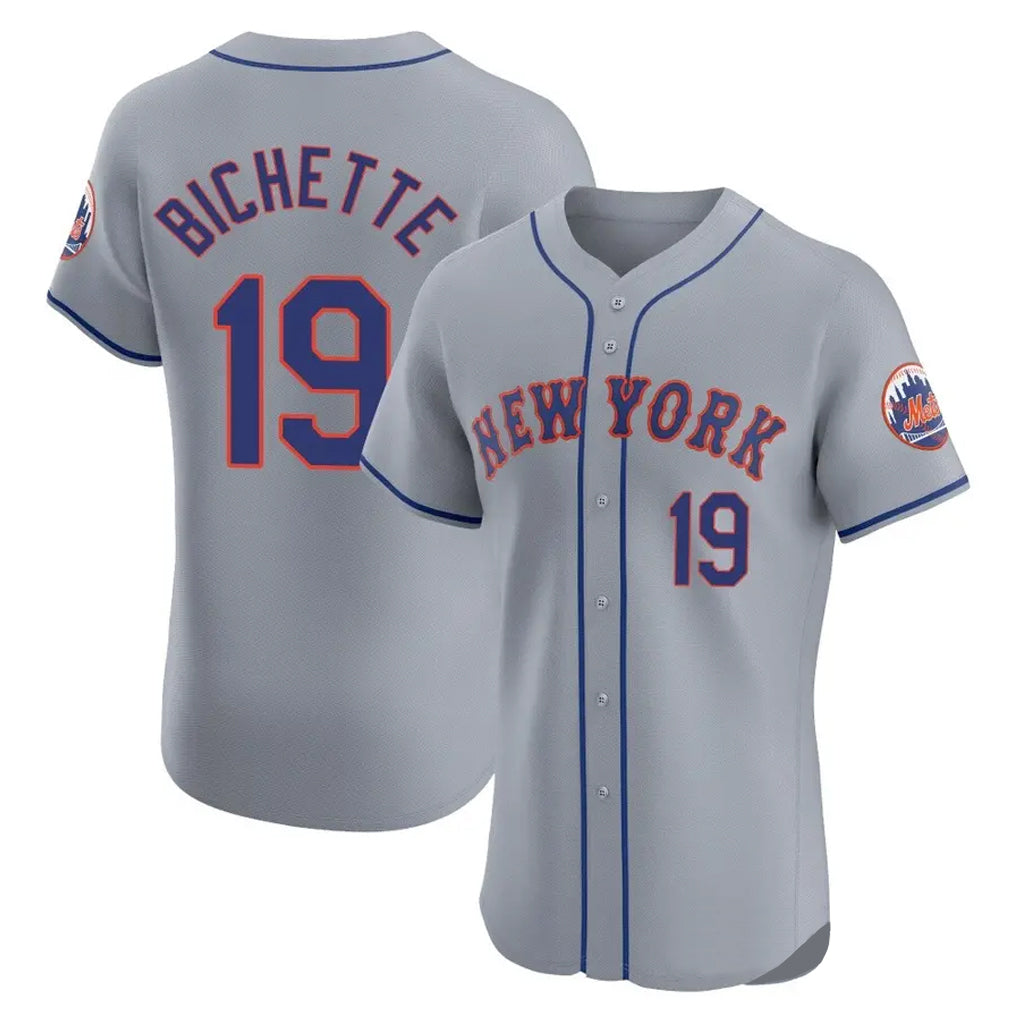 CAdoa NY.Mets #19 Bo Bichette Player Gray Road Limited Elite Home Stitched Jerseys
