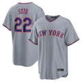 CAdoa NY.Mets #22 Juan Soto Player Gray Road Home Game Stitched Jerseys