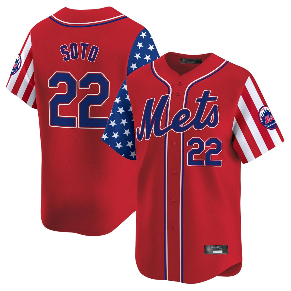 CAdoa NY.Mets #22 Juan Soto Player Red 2025 Independence Day Vapor Premier Limited  Stitched Jerseys