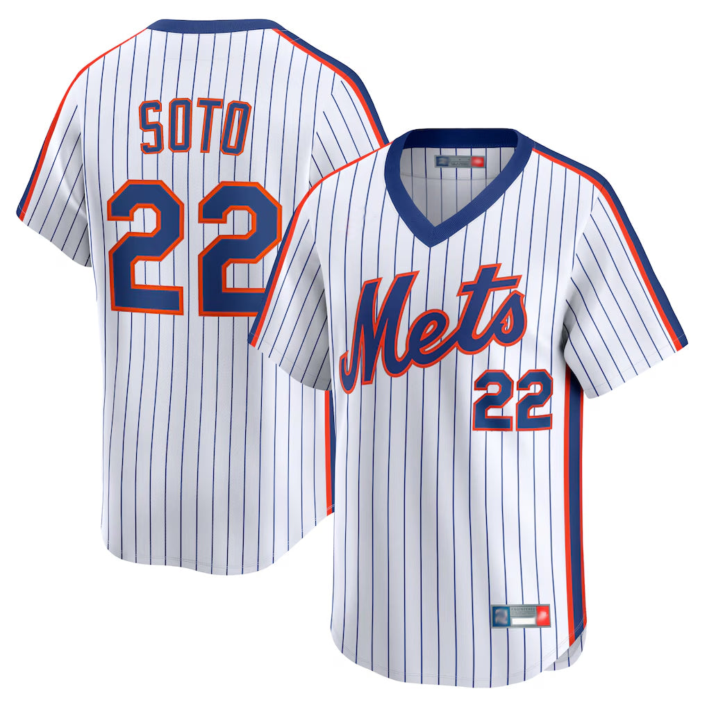 CAdoa NY.Mets #22 Juan Soto Player White Cooperstown Collection T-shirt Game Stitched Jerseys