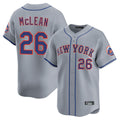 CAdoa NY.Mets #26 Nolan McLean Player Gray Road Limited Home Stitched Jerseys