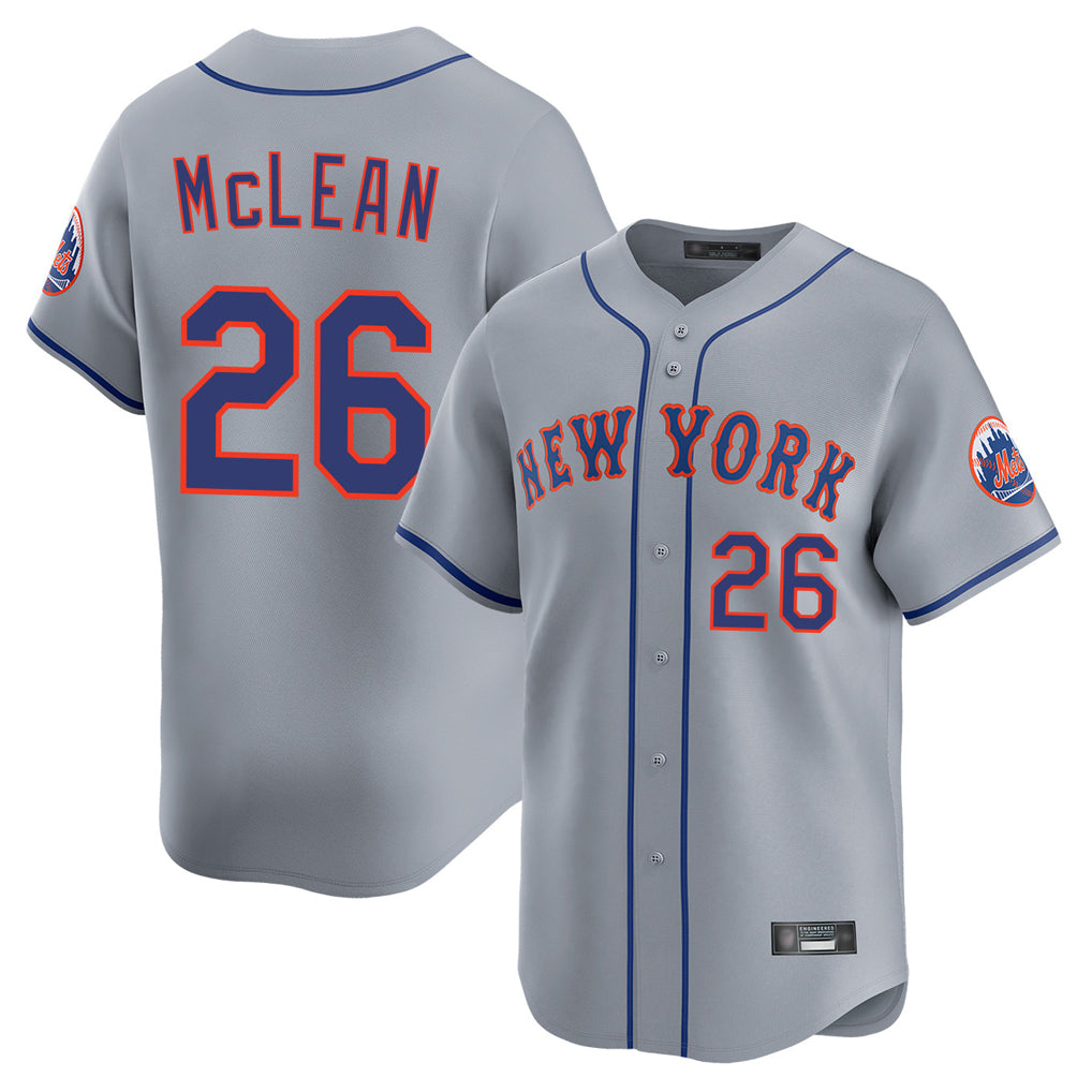 CAdoa NY.Mets #26 Nolan McLean Player Gray Road Limited Home Stitched Jerseys
