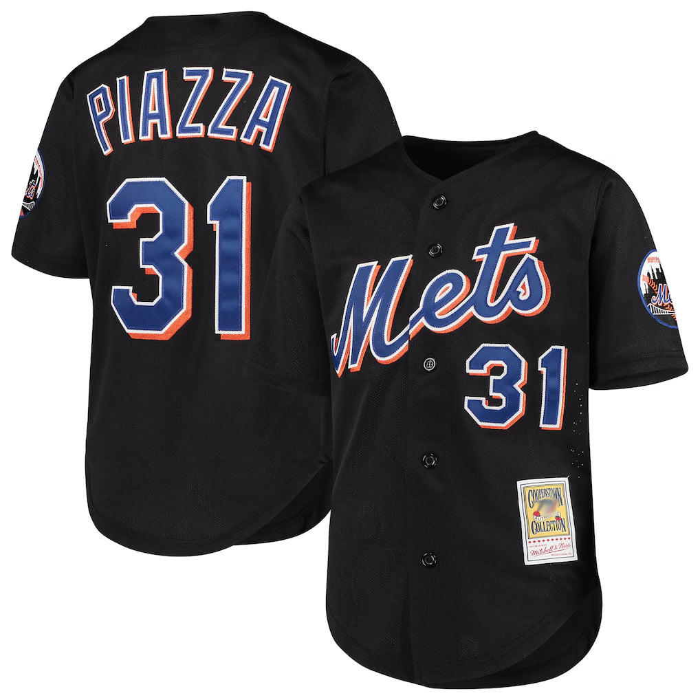 CAdoa NY.Mets #31 Mike Piazza Player Black Mitchell & Ness Cooperstown Collection Home Limited Stitched Jerseys