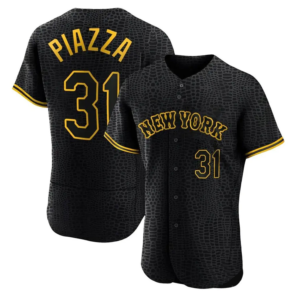 CAdoa NY.Mets #31 Mike Piazza Player Black Snake Skin City Home Limited Elite Stitched Jerseys