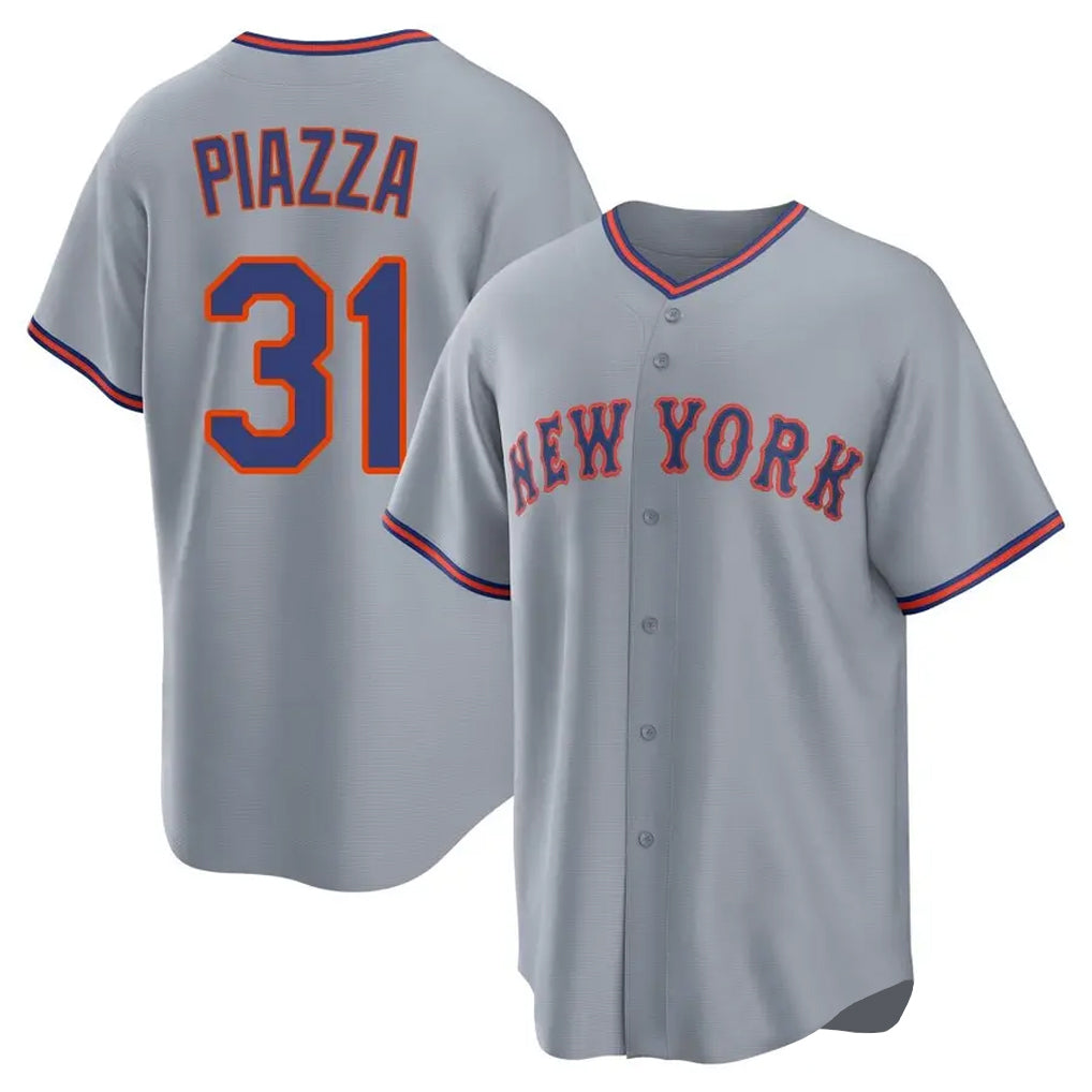 CAdoa NY.Mets #31 Mike Piazza Player Gray Road Home Game Stitched Jerseys