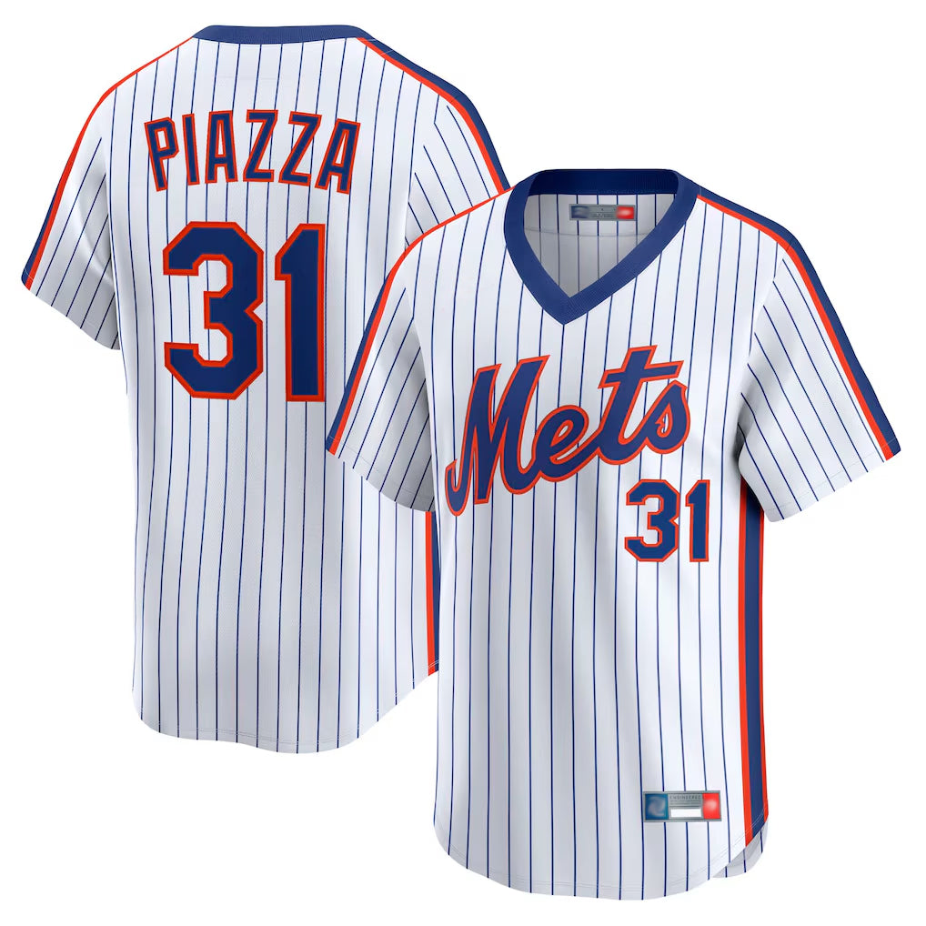 CAdoa NY.Mets #31 Mike Piazza Player White Cooperstown Collection T-shirt Game Stitched Jerseys