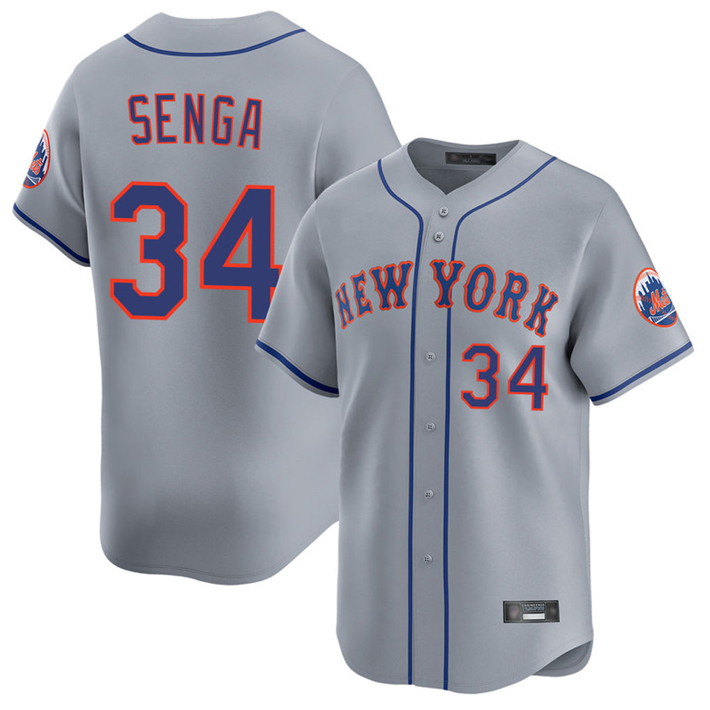 CAdoa NY.Mets #34 Kodai Senga Player Gray Road Limited Home Stitched Jerseys