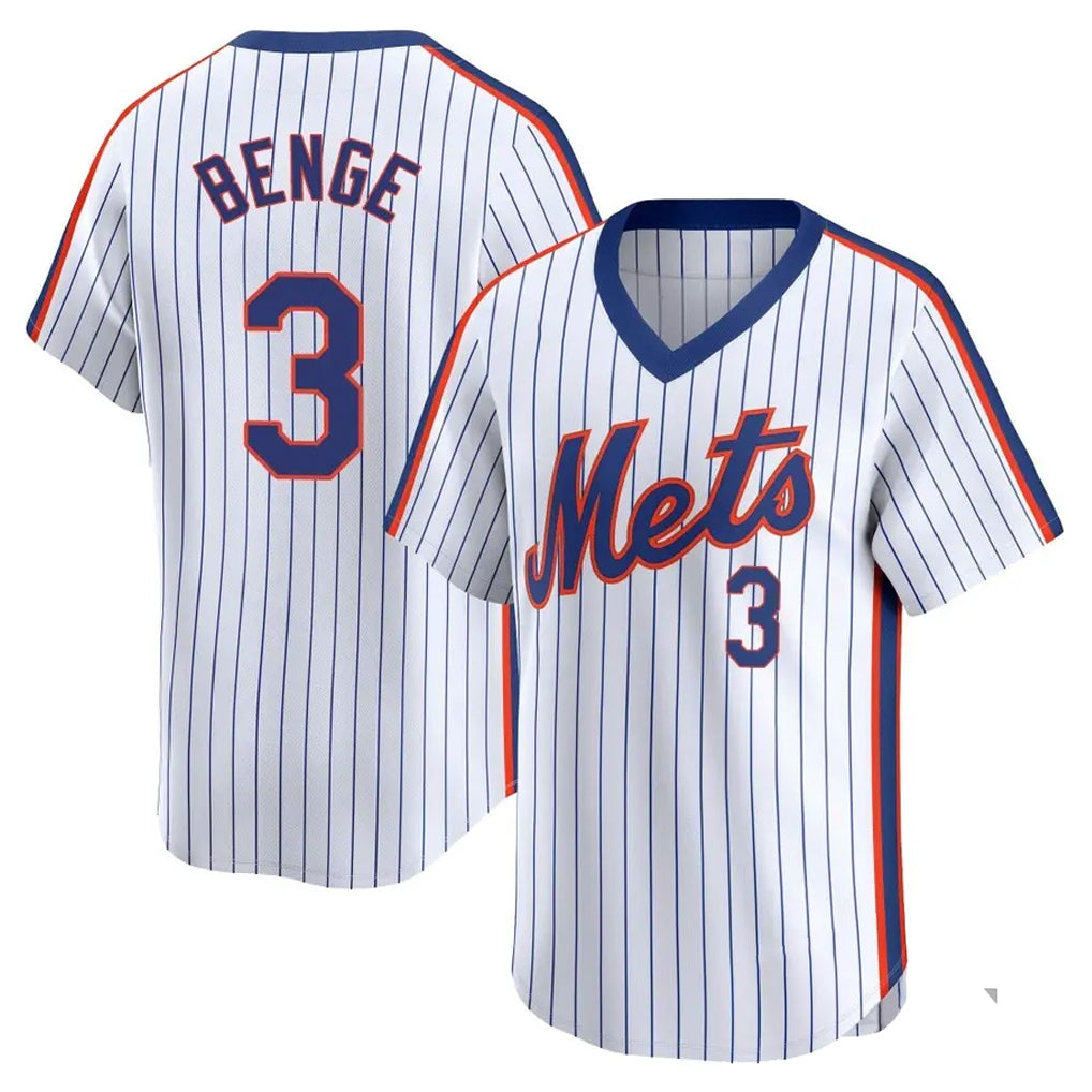 CAdoa NY.Mets #3 Carson Benge Player White Cooperstown Collection T-shirt Game Stitched Jerseys